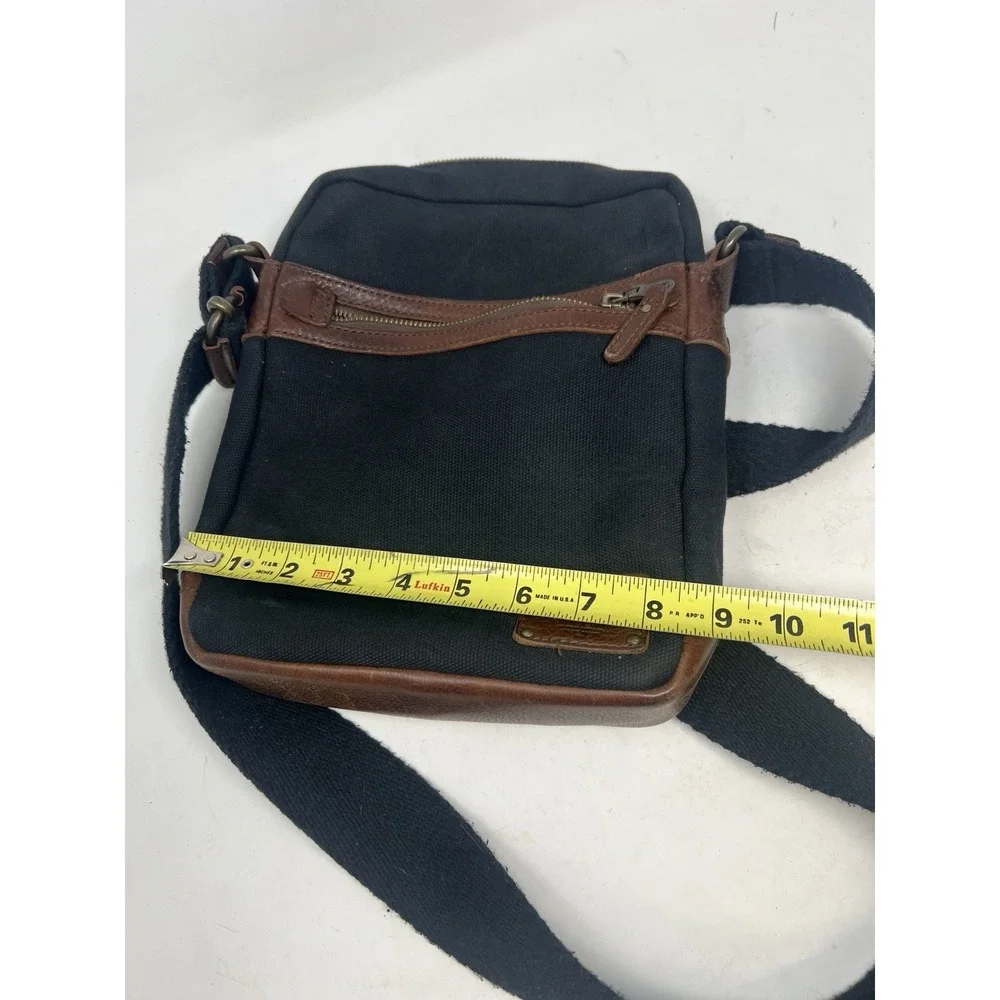 WILL LEATHER GOODS Black‎ Canvas And Leather Small Messenger Crossbody Bag